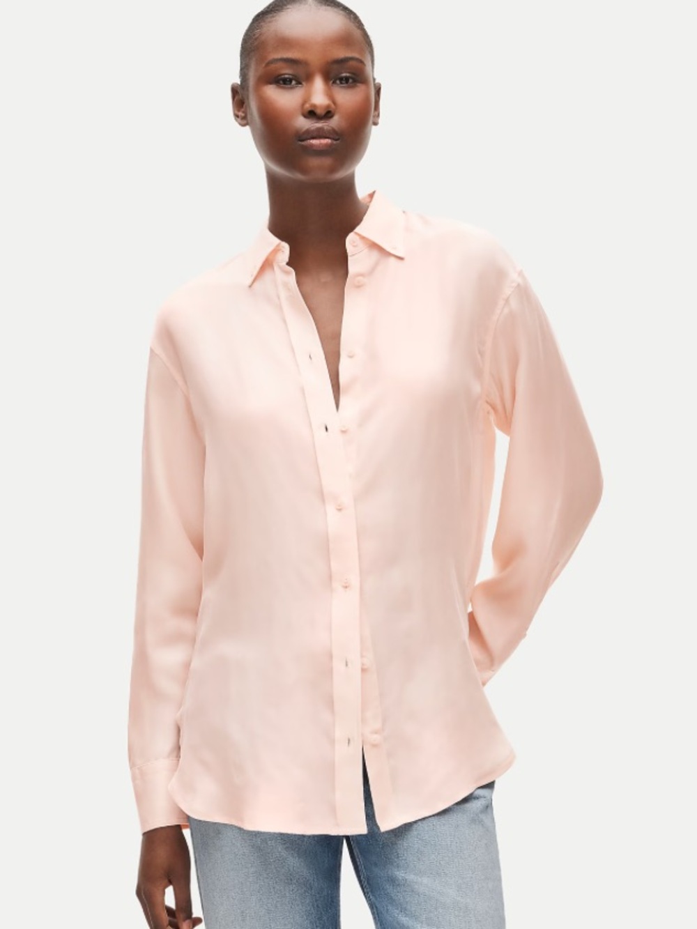 J crew pale pink Esme button-up shirt in cupro blend